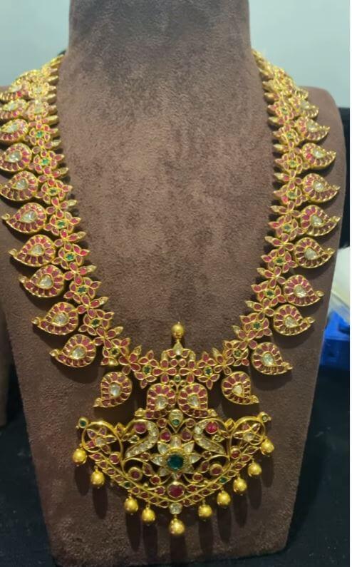 22K Mango Harm adorned with kundans